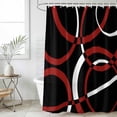 thumbnail image 6 of Polyester Fabric Red Geometric Shower Curtain, Vintage Abstract Stripes Aesthetic Art Waterproof Bathtub Curtain Bathroom Decor Set with Hooks 54 x 78 Inches, 6 of 6