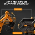 thumbnail image 2 of Lumiparty 4 in 1 Ride on Excavator & Bulldozer, 12V Kids Electric Vehicle, Front Loader, Digger, Horn, Adjustable Seat, Excavator Ride on Car Toy, Yellow, 2 of 5