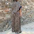 thumbnail image 5 of HSHMT Women's 2025 Fall Two Piece Women's Leopard Print Color Block Short Sleeved Loose Shirt And Elastic Waist Pocket Pants Set, 5 of 8