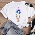 thumbnail image 4 of Camiseta de manga corta con cuello redondo y estampado de dinosaurio para mujer, moda de los años 90, con dibujos animados, para verano, 4 of 5