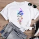 thumbnail image 4 of Camiseta de manga corta con cuello redondo y estampado de dinosaurio para mujer, moda de los años 90, con dibujos animados, para verano, 4 of 5