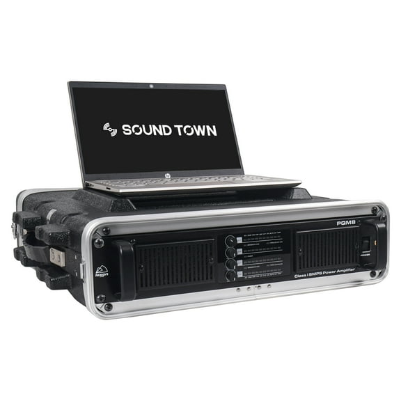 Sound Town Lightweight 4U PA DJ Rack/Flight/Road Case with ABS Construction, 19” Depth and Heavy-Duty Latches (STRC-A4U)