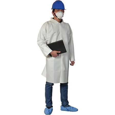 Condor 30ZE51 L White Basic Micro Microporous Disposable Lab Coat