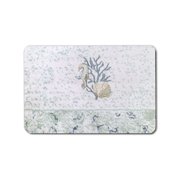 Seahorse Coral Bath Rug, 20"x32", Non-Slip for Bathroom & Beach House, Marine Decor Mat