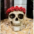 thumbnail image 7 of Ebros Day of The Dead Red Rose Laurel Flower Wreath Sugar Skull Figurine 4.5"L, 7 of 7