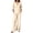 Beige, variant on Zekutng Lounge Sets for Women Loose V-Neck Roll-up Sleeve Linen-Blend Shirt & Elastic Waist Wide Leg Pant Matching Set,Sizes S-3XL