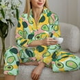 thumbnail image 6 of Salouo Avocado Pattern Women's Pajamas Set Long Sleeve Button Down Sleepwear Soft Pj Lounge Sets for women 2 Piece Pjs Set with Long Pants-Large, 6 of 7