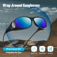 thumbnail image 2 of Bloomoak Polarized Removable UV Protection Safety Strap Unisex Wrap Around Sports Sunglasses, Blue, 2 of 7