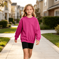 thumbnail image 2 of NEBWOAK Little Girls Crewneck Sweatshirt Oversized Loose Fit Cotton Pullover School Hot Pink,Size 6-7 T, 2 of 7