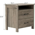 thumbnail image 3 of Farmhouse Nightstand Set of 2, Rustic Nightstand with 2 Drawers, Wood End Table with Open Shelf, Side Table for Bedroom, Light Brown, 3 of 7