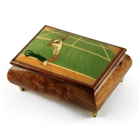 Sports Theme Wood Inlay: Tennis - Collectible 18 Note Musical Jewelry Box - Tomorrow