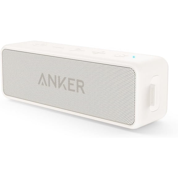 Soundcore Anker 2, 12W Dual-Driver, Portable Bluetooth Speakers for Daily Use, and Wireless, 24-Hour Playtime, IPX7 Water Resistant, Built in Mic, 66 ft Bluetooth Range- White