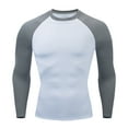 thumbnail image 2 of BADHUB Baseball T-shirts for Men Casual Long Sleeve Colorblock Shirts Slim Fit Sport Pullover Tops Gray M, 2 of 4