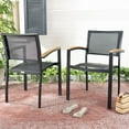 thumbnail image 2 of SAFAVIEH Kaelan Outdoor Patio Stackable Chair, Black/Brown, Set of 2, 2 of 12