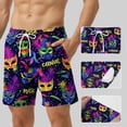 thumbnail image 5 of AHTJRT Men's Beach Shorts Funny Carnival Graphic Printed Swim Trunks with Drawstrings Built-In Shorts Quick Dry Board Shorts Purple#08 XL, 5 of 5
