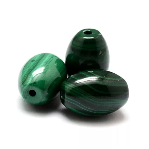 EOEMY 5Pcs Natural Malachite Stone Beads Smooth Barrel Loose Gemstones Beading 14X10mm