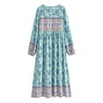 thumbnail image 2 of Vintage Chic Fashion Bohemian Women Floral Print Flare Sleeve Maxi Dresses Ladies Ruffles Holiday Boho Dress Vestidos Robe, 2 of 4