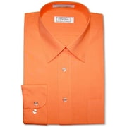 Mens Solid Burnt Orange Color Dress Shirt w/Convertible Cuffs