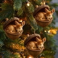 thumbnail image 2 of Acrylic Forest Animal Ornaments 2.5 Inch Hanging Decor for Christmas Tree, Cute Sleeping Fawn Raccoon Acorn Pendant for Home Fireplace Wall Window Nursery Party, 5 Pack, 2 of 5