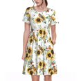thumbnail image 1 of Disketp Sunflowers Leaves And Birds para Vestido de Manga Corta para Mujeres, Vestidos de Verano para Mujeres, Casual y Holgado para la Playa, 1 of 6
