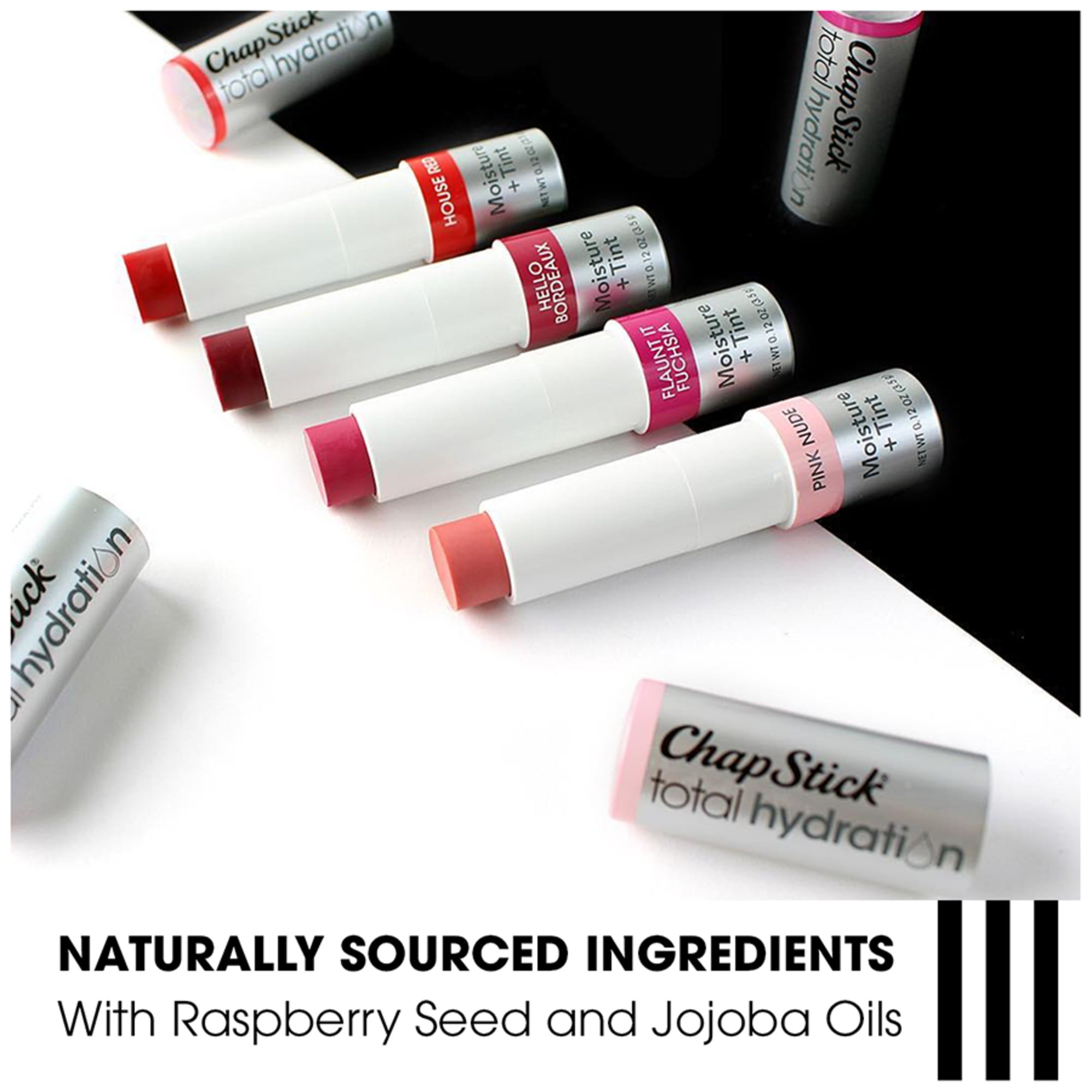 ChapStick Total Hydration Moisture + Tint Pink Nude Tinted Lip Balm Tube, 0.12 Oz