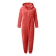 thumbnail image 6 of Women's Cute Sherpa Romper Fleece Onesie Pajama One-Piece Zipper Plus Size Hooded Jumpsuit Plush Sleepwear Playsuit, 6 of 6