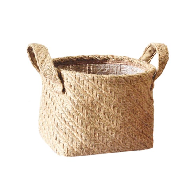 Cesto de ropa de tejido rústico Sunnimix Bolsa de almacenamiento Marrón 14x17x16CM