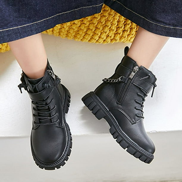 Kids black heeled clearance boots