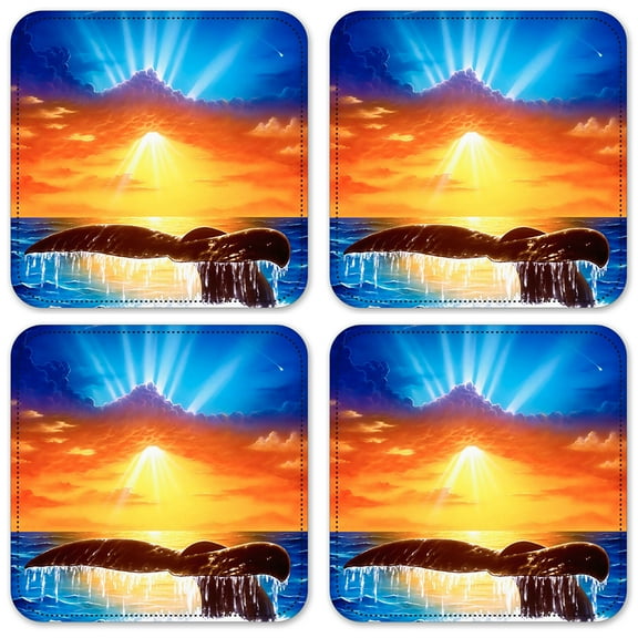 Vinyl Drink Coasters - Set of 4 - Whale Tail