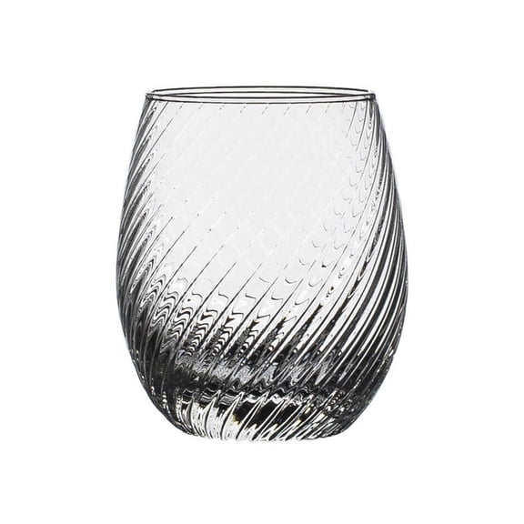 Spiral Strips Stemless Drinking Glasses, Hand Blown Textured Glass Cups for Water, Juice, Iced Tea, Cocktails and Whiskey