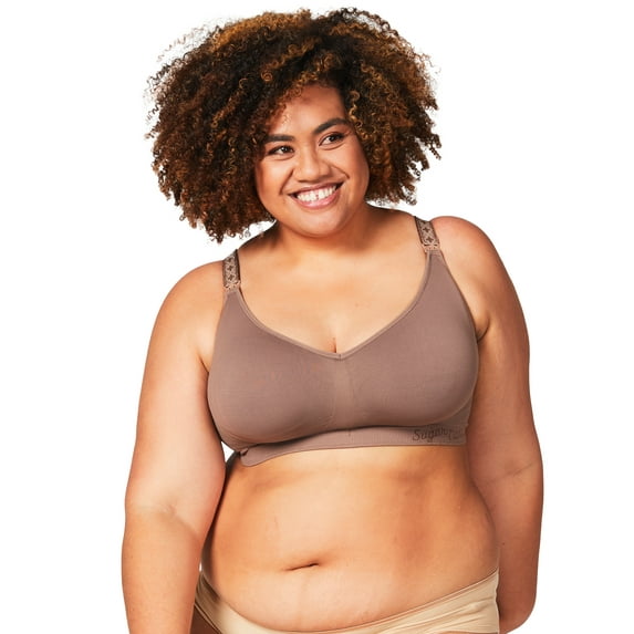 Sugar Candy Basic Wireless Nursing Bra (for F-K Cups), Maternity Seamless Breastfeeding Bralette, Cocoa, Large