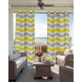 thumbnail image 4 of Yellow Grey White Blackout Curtains, Light Blocking Print Window Curtains, Abstract Geometric Ocean Wave Stripe Thermal Insulated Window Drapes for Living Room Kitchen Cafe 2 Panels, 55"W x 39"L, 4 of 9