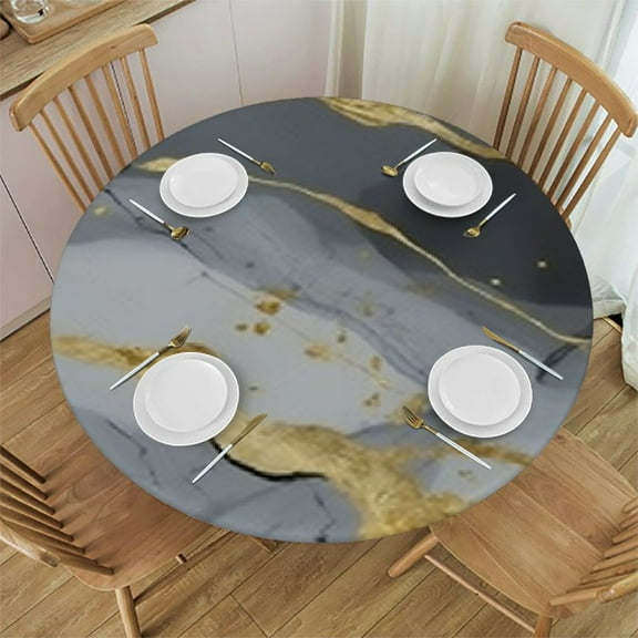 HAOXIT Round Tablecloth with Fitted Table Cover Table Cloth for Round Table Indoor Outdoor Tablecloths for Picnic Party Wedding 31-35