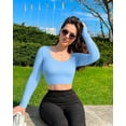 thumbnail image 2 of Women's 3 Piece Crop Tops Long Sleeve Round Neck Stretch Fitted Underscrubs Shirts Crop Tops, 2 of 3