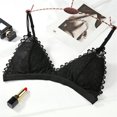 thumbnail image 4 of Bralette con relleno acolchado de encaje floral Sujetador sin cables correas ajustables Bralette cóm Abanopi Negro, 4 of 5