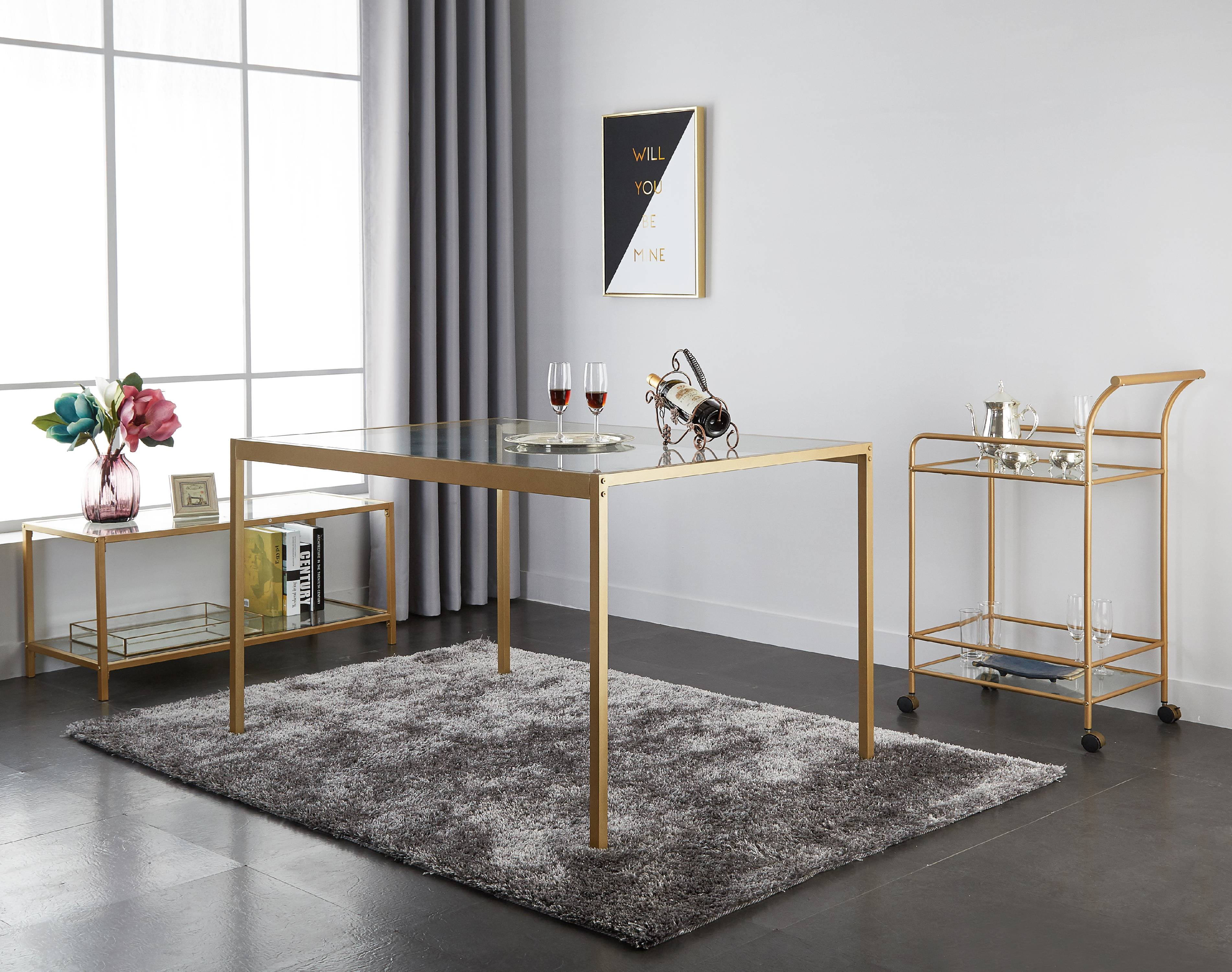 Stylehouse Tempered Glass and Metal Dining Table, Small