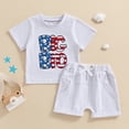 thumbnail image 2 of Okbabeha Baby and Toddler Girl Boy Big Sister Little Sister Brother Matching Outfits Romper/T Shirt+Shorts 4th of July Outfit, 2 of 7