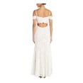 thumbnail image 2 of NIGHTWAY Womens White Stretch Cold Shoulder Zippered Scalloped Cutout-back Lined Short Sleeve Sweetheart Neckline Full-Length Formal Gown Dress 4, 2 of 4