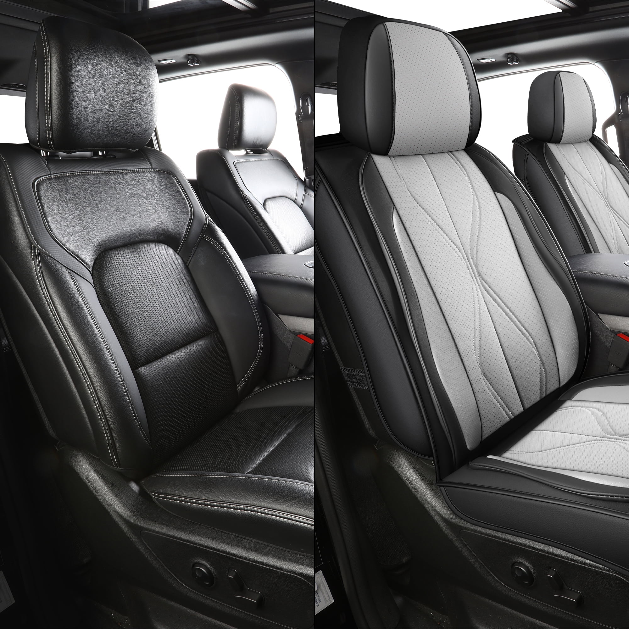 LINGVIDO Waterproof Faux Leather Seat Covers Fit for 2009-2024 Dodge Ram 1500 2500 3500 Seat Cushion Protector Truck Pickup Crew Quad Cab with Split Bench 40/60