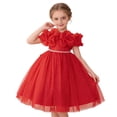 thumbnail image 2 of DAETIROS Girls Red Tulle Dress Christmas Birthday Party Ruffle Tutu Princess Gown with Beaded Waist Soft Flower Girl Formal for Wedding Holiday Sizes 4-12,Size 10-11T, 2 of 7
