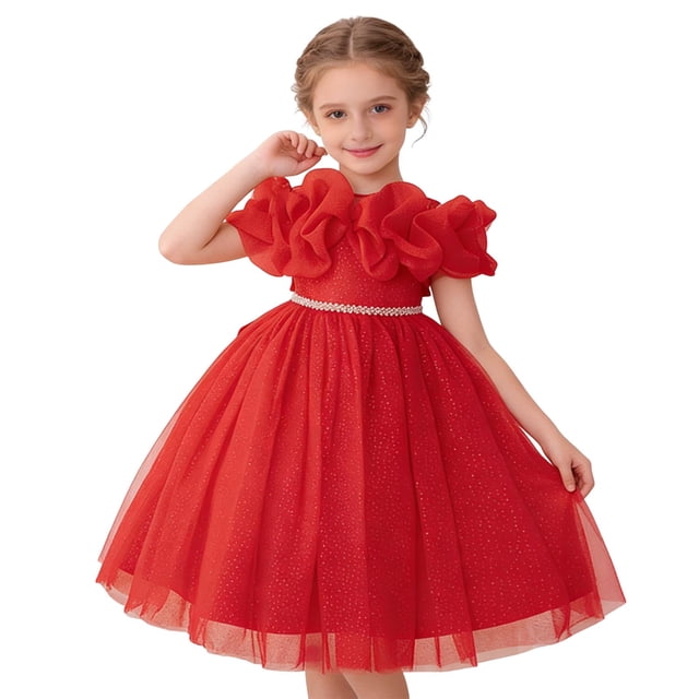 Robe de Performance en Maille pour Filles, Jupe Longue Sans Manches à Col Rond pour Enfants, Coupe Confortable pour Fête, Remise des Diplômes, Tenue Quotidienne