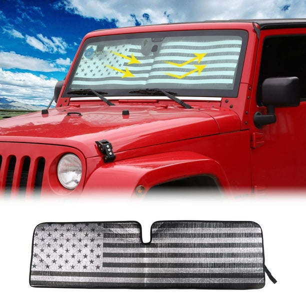 American Flag Windshield Sunshade, Auto Front Window Shade Foldable Sun  Visor for Jeep Wrangler TJ JK JKU 2 Door & 4 Door 