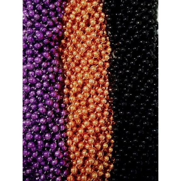 216 Purple Orange Black Halloween Mardi Gras Beads Necklaces Party Favors 18 Doz