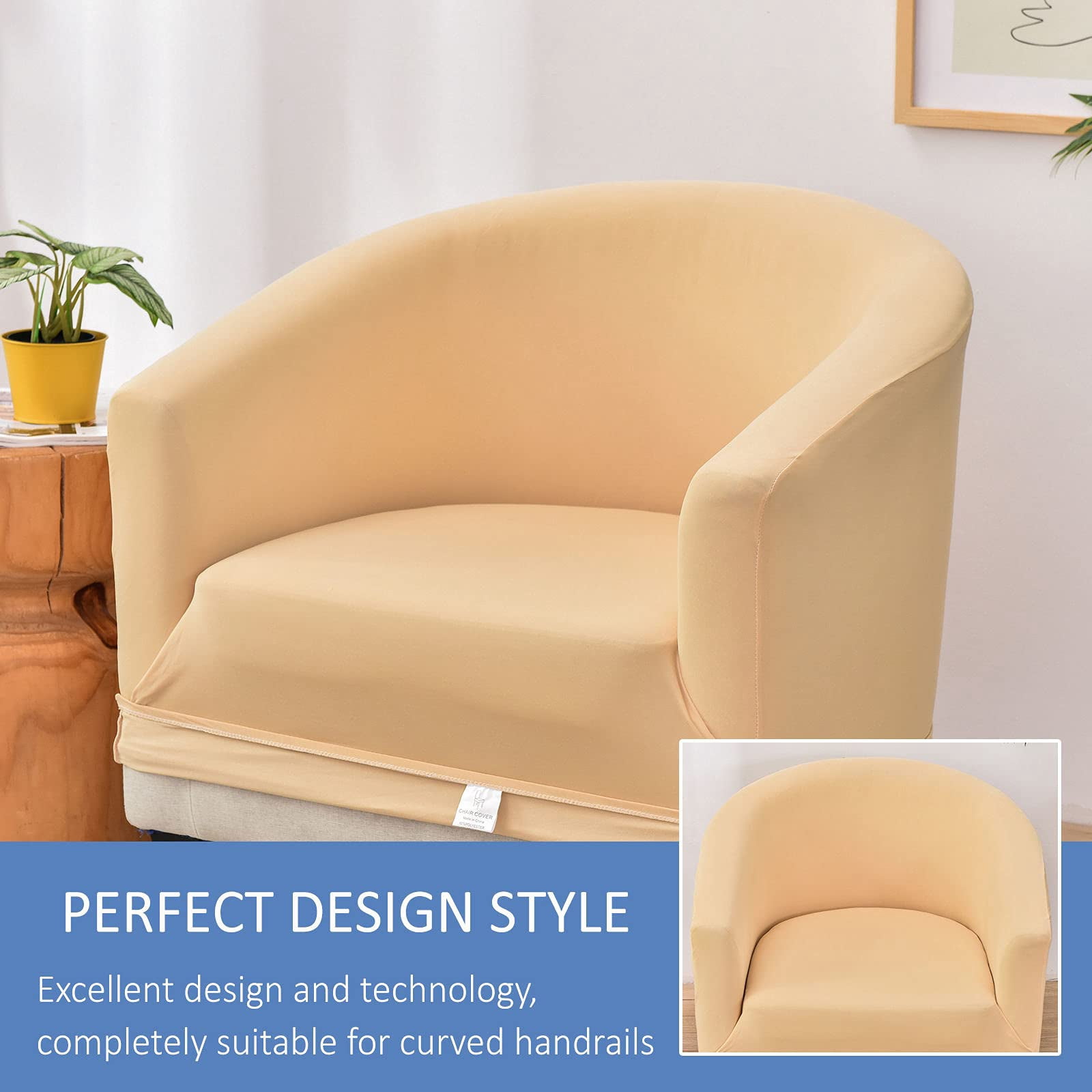 Stretch Club Chair Slipcover, Spandex Tub Chair Cover Non Slip Elastic Club Chair Cover Armchair Chair Slipcovers Sofa Cover Removable Washable for Kids Living Room-Grey Blue-Club Chair