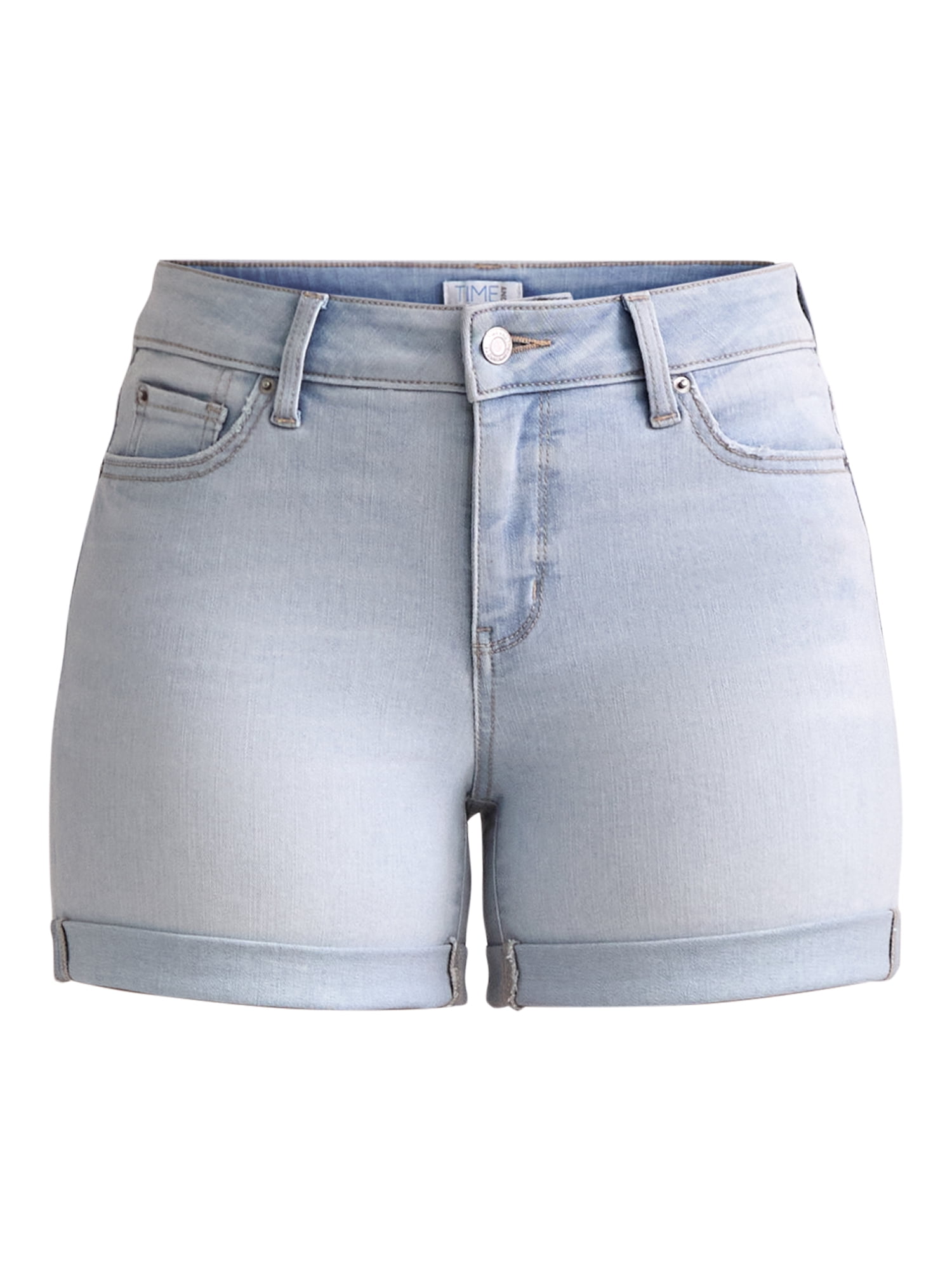 Time and Tru Women's Rolled Cuff Denim Shorts, 4" Inseam, Size 0-22