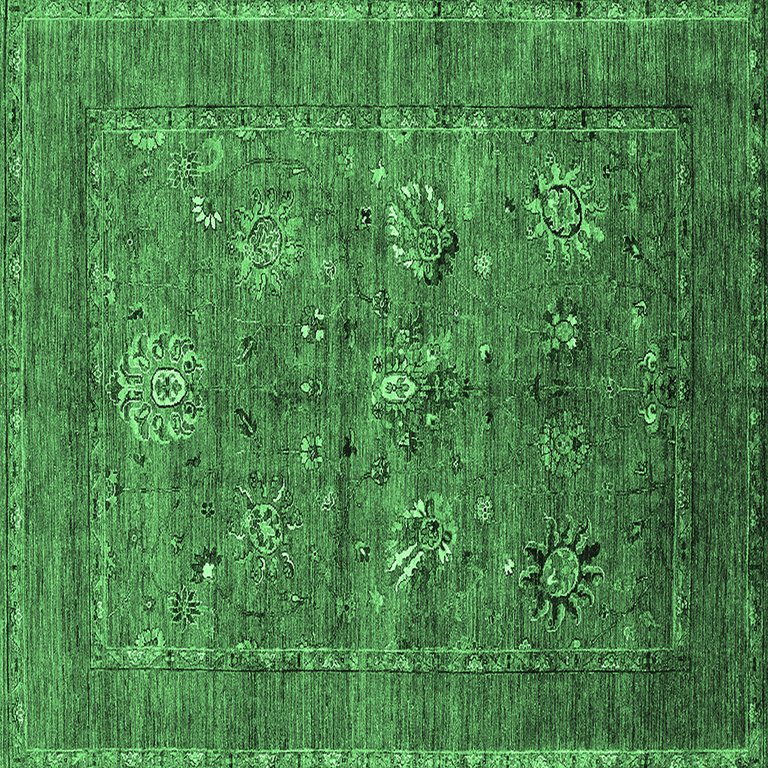 Ahgly Company Indoor Round Oriental Green Industrial Area Rugs, 8