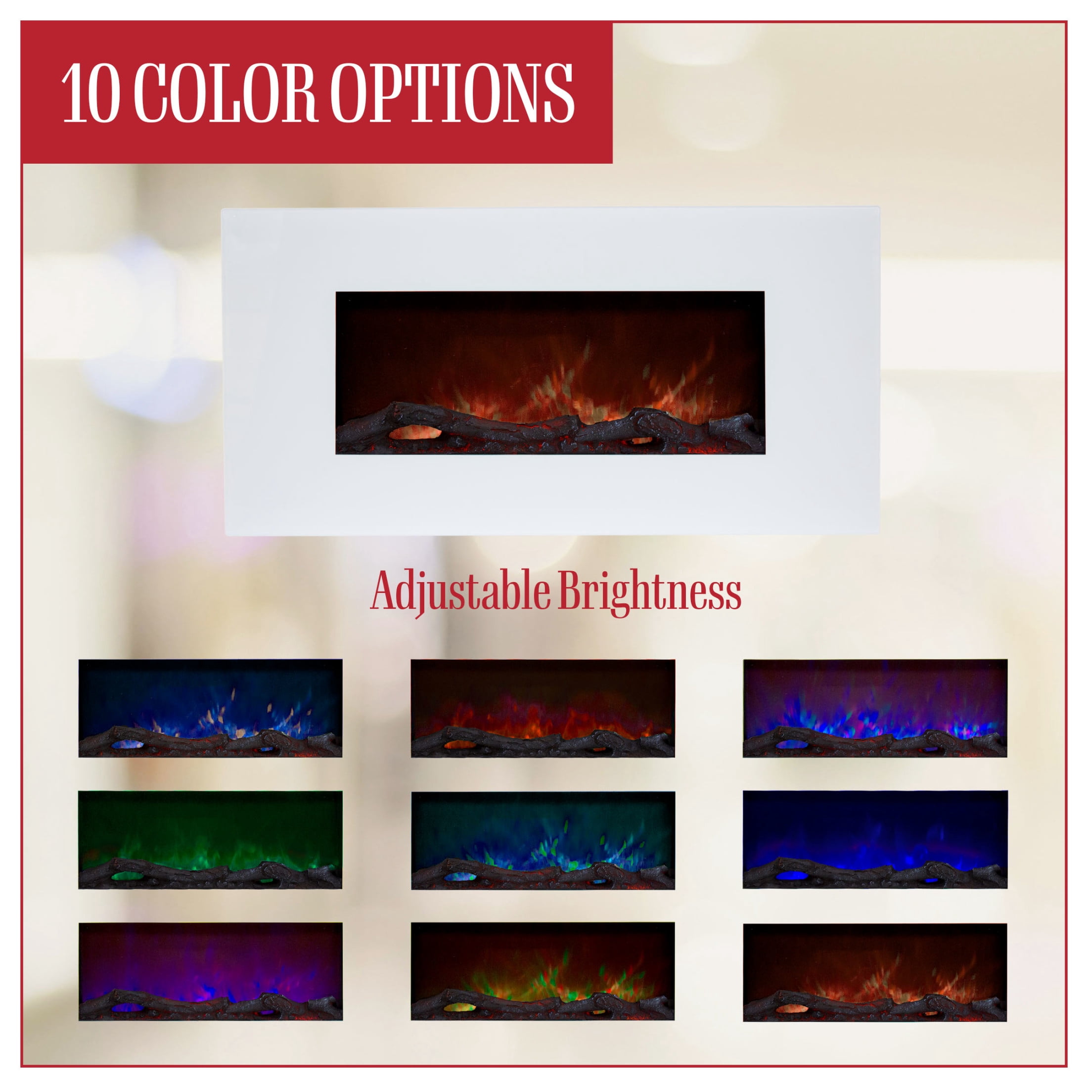 Northwest 36-Inch Electric Fireplace - Modern Wall-Mounted Heater (White)