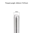 thumbnail image 2 of Fully Threaded Rod M12 x 200mm 1.75mm Thread Pitch 304 Stainless Steel Right Hand Threaded Rods Bar Studs 6 Pack, 2 of 6