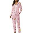 thumbnail image 3 of Womens Long Sleeve Pajama Set Soft Button Down Loungewear Two Piece PJ Set with Pockets, 3 of 7