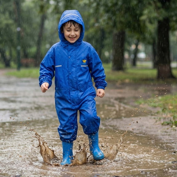 MAIHAN Kids Toddler Rain Suit,One Piece Rain Suit, Muddy Buddy Style Coverall for Daycare Outdoor Play(Blue,12-13 Years)